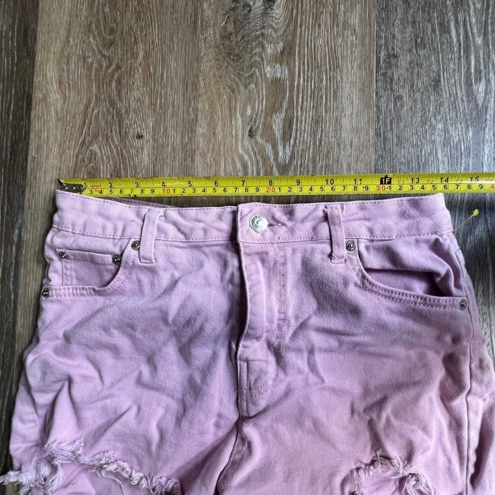 Love Tree Denim Shorts Womens Large Pink Distressed Frayed Hem High Rise Cutoffs